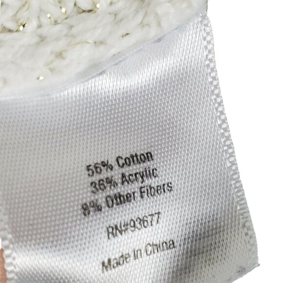 a.n.a. Sparkle Sweater Pull Over Top Womens Size M Cream Open Knit Dolman - Picture 5 of 8